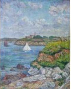Chamaillard Ernest Henri Ponthier De : "bateaux Pres De La Cote Bretonne" by Ernest Ponthier De Chamaillard