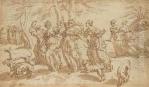 Diane Et Ses Suivantes A La Chasse by Hendrick De Clerck