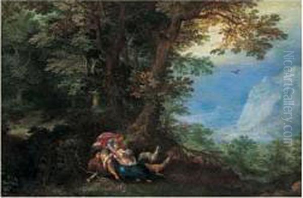 Cephale Et Procris Dans Un Paysage Boise Et Montagneux - view 1