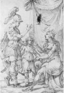 Hector, Andromaque Et Astynax by Hendrick De Clerck