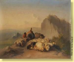 Troupeau De Moutons Sur Fond