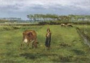 Landschap Met Koeienhoedster (1877) by Xavier De Cock