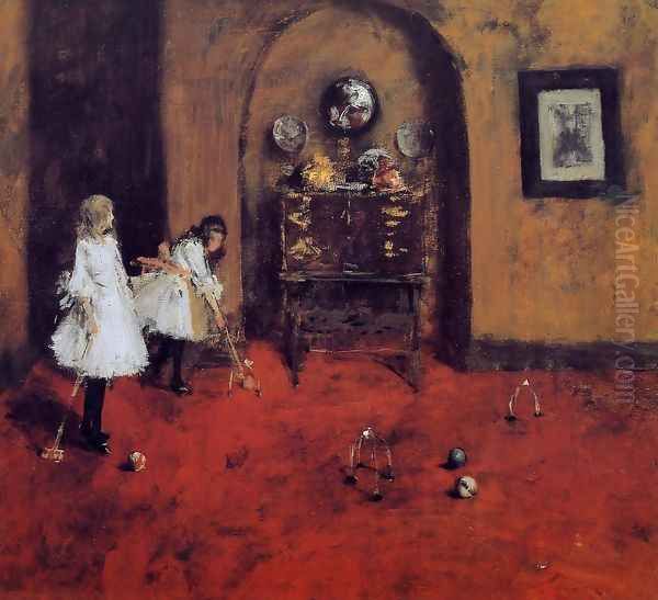 Children Playing Parlor Croquet (sketch) - view 1