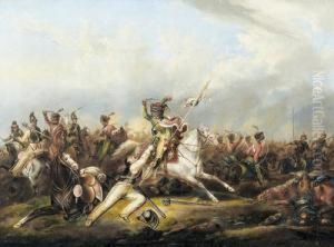 Schlachtenszene Aus Den Napoleonischen Kriegen. by Jean-Henri Decoene