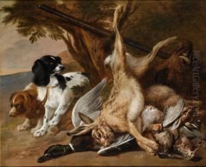 Conink Natura Morta Con Cani E Cacciagione by David de Coninck
