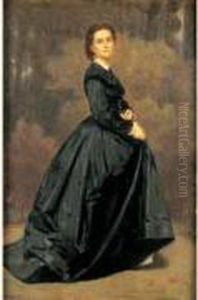 Portrait De Femme Debout En Robe Noire. by Pierre-Louis-Joseph de Coninck