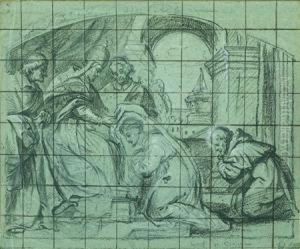 Deux Moines Agenouilles Devant Un Pape by Gaspar De Crayer