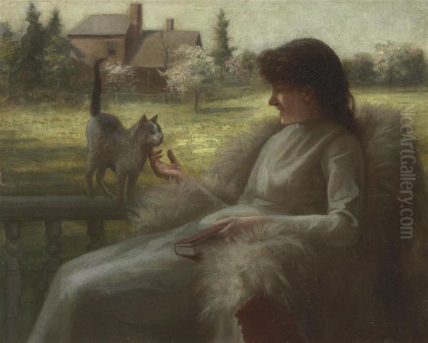 Young Woman With Cat - view 1