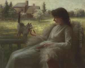 Young Woman With Cat by De Scott Evans