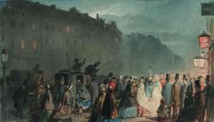 Figures Leaving An Establishment At Night, Haymarket, London by Willem De Famars Testas
