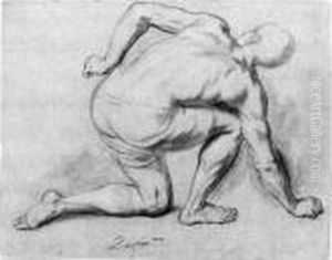 A Crouching Figure Seen From Behind