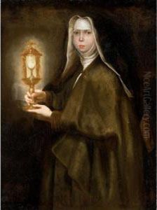 Ritratto Di Maddalena De Ferrari (?) Come Santa Chiara by Gregorio de Ferrari