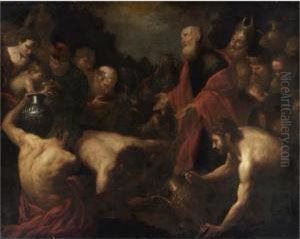 Moses Giving Water To The Israelites In The Desert
