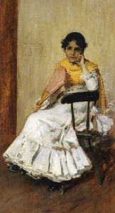 A Spanish Girl Aka Portrait Of Mrs Chase In Spanish Dress by William Merritt Chase