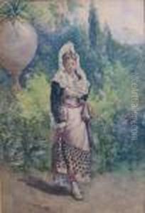 Maiden In Garden by Mariano De Franceschi