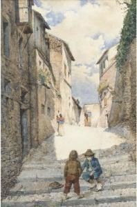 The Sunlit Street by Mariano De Franceschi