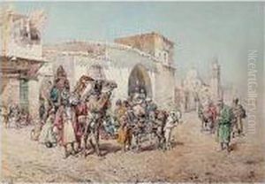 An Arab Market Place by Mariano De Franceschi