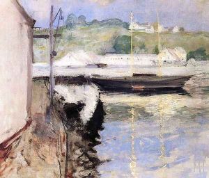 Fish Sheds and Schooner, Gloucester by William Merritt Chase