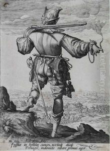 Soldat Mit Helm Und Muskete by Andries Jacobsz. Stock