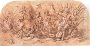 Neptune And His Entourage. by Andries Jacobsz. Stock