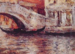 Gondolas Along Venetian Canal by William Merritt Chase