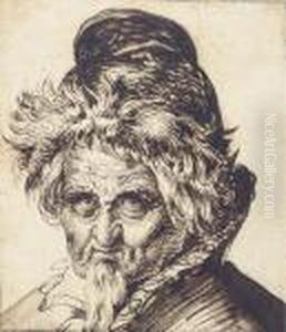Head Of A Bearded Man Wearing A Cap by Andries Jacobsz. Stock