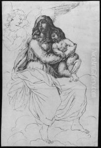 The Madonna And Child With An Angel by Andries Jacobsz. Stock