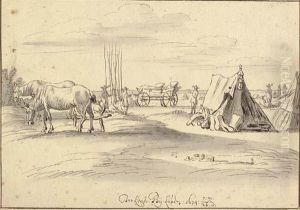 An Encampment At Louvain by Josua de Grave