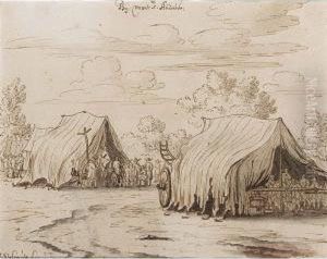 A Military Encampment Near Mont-saint-andre by Josua de Grave