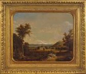 A Coastal Landscape With View Of An Estatehouse And Ships Beyond