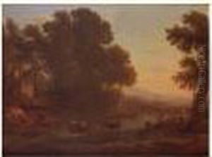 Scene Pastorale Au Bord D'une Riviere