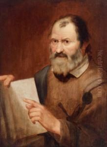 Ritratto Di Un Uomo Barbuto Che Legge Un Libro by Pieter de Grebber