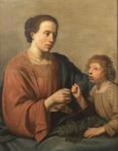 A Young Boy Drinking From A Glass Held By A Woman: An Allegory - view 1