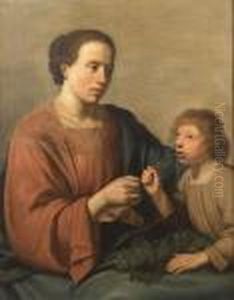 A Young Boy Drinking From A Glass Held By A Woman: An Allegory by Pieter de Grebber