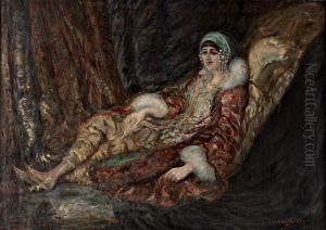 Jeune Femme Allongee by Henri De Groux