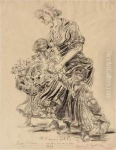 La Marchande De Fleurs by Henri De Groux