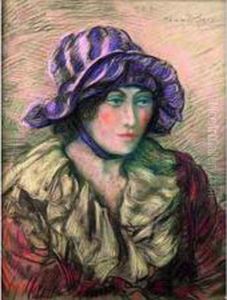 Portrait De Femme Au Chapeau by Henri De Groux