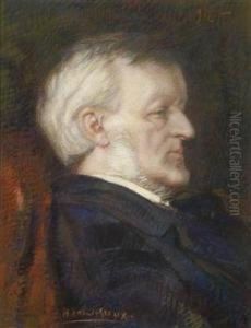 Bildnis Deskomponisten Richard Wagner Im Profil