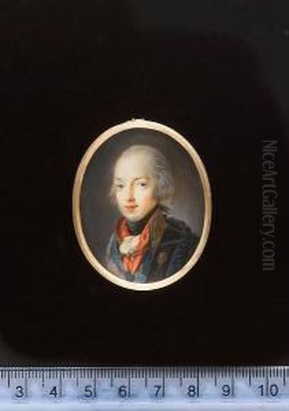 Joseph Anton, Archduke Of
Austria (1776-1847), Wearing Blue Cloak With Shearling Collar Held With
Strap Over Blue Uniform With Gold Frogging, Medal On A Red Ribbon About
His Neck, Frilled White Chemise And Black Stock, His Hair Powdered And
Worn E - view 1