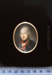 Joseph Anton, Archduke Of 
Austria (1776-1847), Wearing Blue Cloak With Shearling Collar Held With 
Strap Over Blue Uniform With Gold Frogging, Medal On A Red Ribbon About 
His Neck, Frilled White Chemise And Black Stock, His Hair Powdered And 
Worn E by Bernhard De Guerard