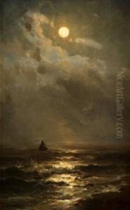 Sailing Ship By Moonlight by Mauritz F. H. de Haas