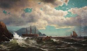 Fishermen Near A Rocky Coast by Mauritz F. H. de Haas