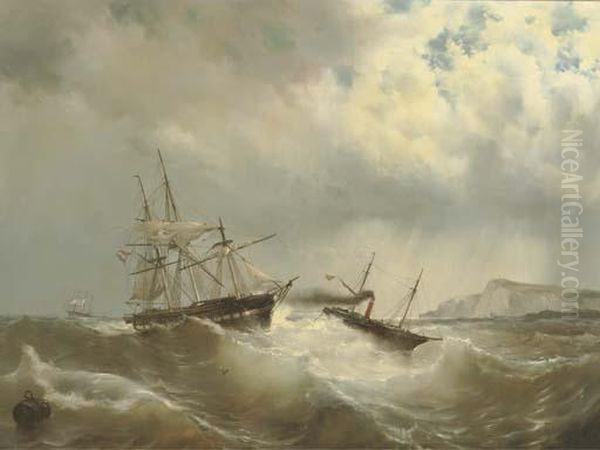 A Tug-boat Rescuing A Dutch Frigate In Distress - view 1