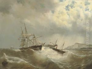 A Tug-boat Rescuing A Dutch Frigate In Distress