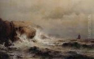 Ship Off A Stormy Coast by Mauritz F. H. de Haas