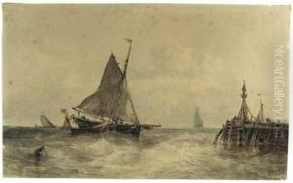 Sailing Vessels Approaching A Jetty - view 1