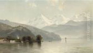 A Quiet Day On The Lake With Snowy Mountains Beyond by Mauritz F. H. de Haas