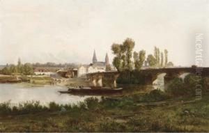 A River Landscape by Godefroy de Hagemann