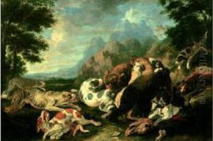 Deux Ours Attaques Par Des Chiens