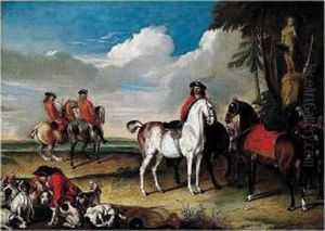 A Hunting Scene by Johann Georg Hamilton